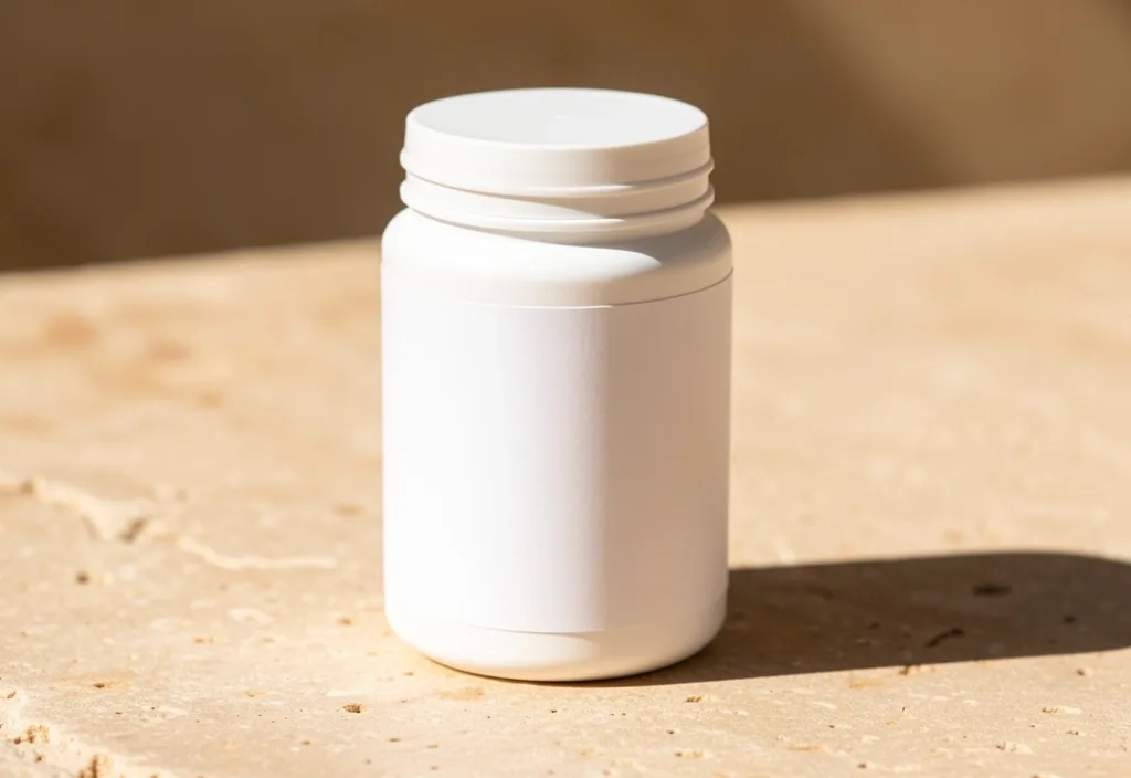 Clean supplement container with transparent labeling