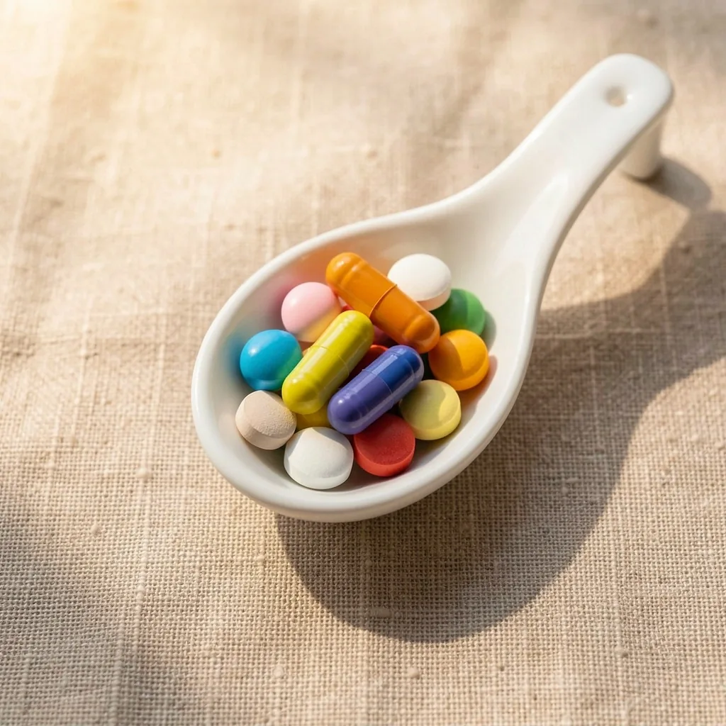 Daily multivitamin capsules on a light surface