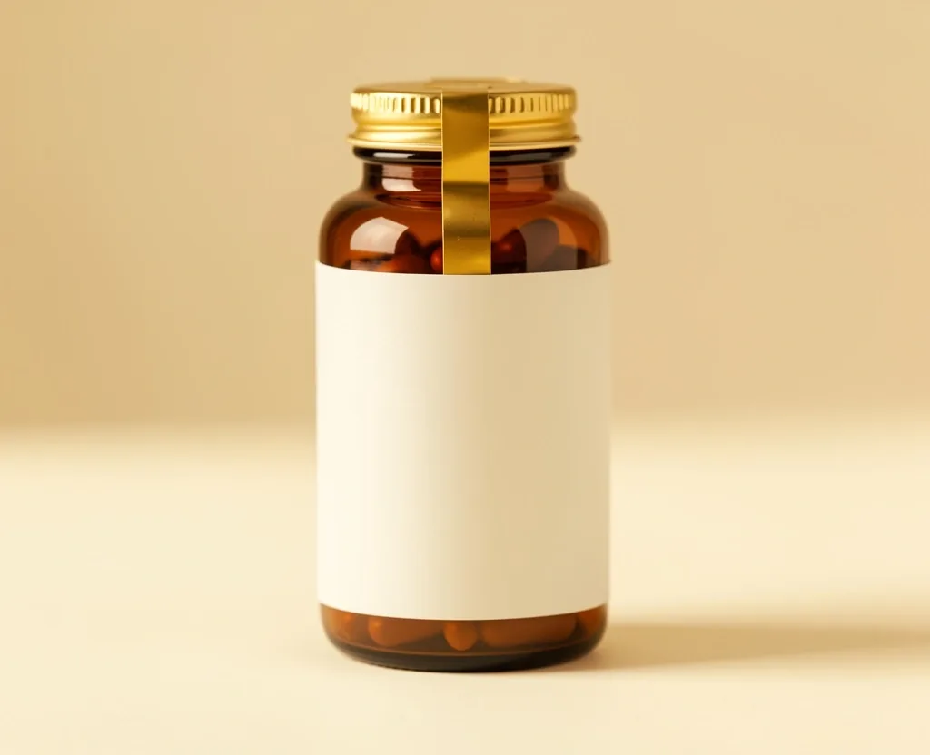 Supplement bottle on neutral surface